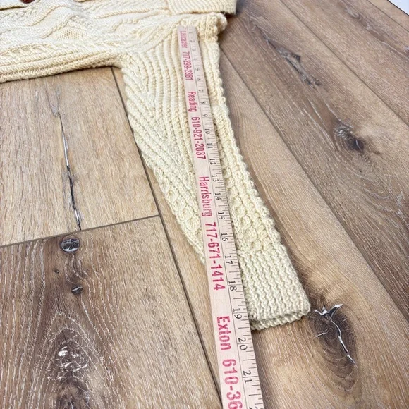 VTG Irish Aran Thick Chunky Cardigan Sweater Fisherman Cable-Knit Wool Handmade - Picture 6 of 10